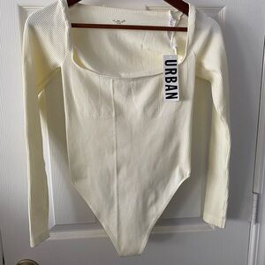 Urban Outfitters Cream Ribbed Top